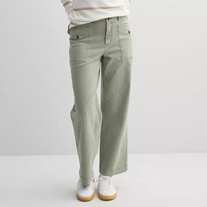 Sonoma Wide Leg Pants Womens XL Green Patch Pockets Stretch NEW